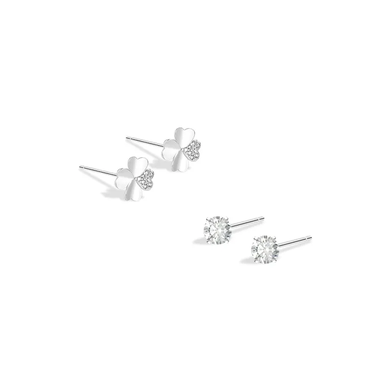BLANK IN BLANK Sterling Silver Stud Earrings Women's Couple Girlfriend Bestie Girl Birthday Gift-0