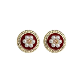 NATURALLYJOJO Faux Pearl Earrings Women's Red