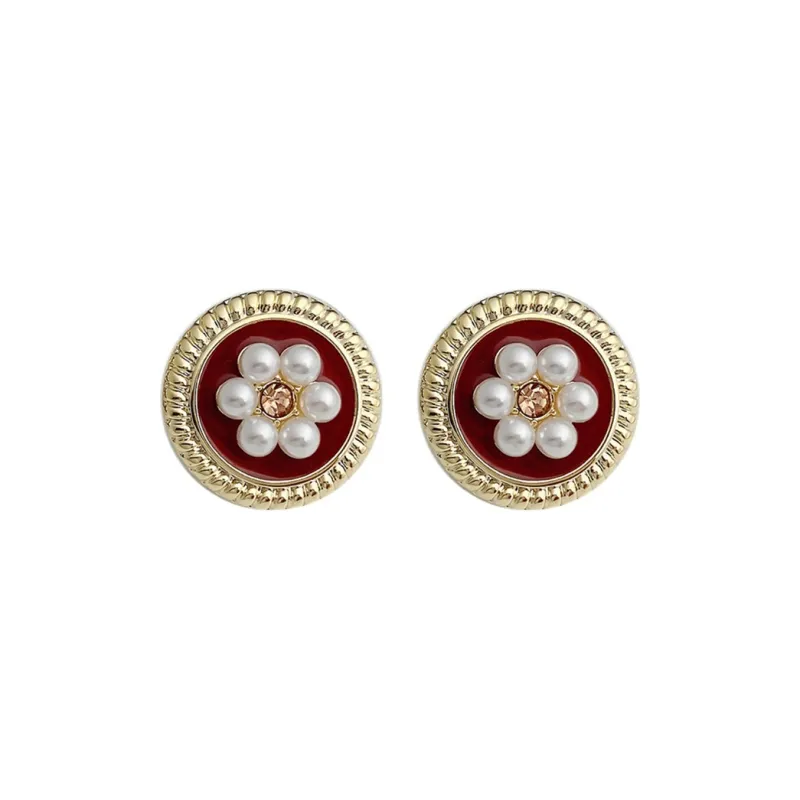 NATURALLYJOJO Faux Pearl Earrings Women's Red-0