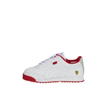 Ferrari x PUMA Roma Anti Slip Wear Resistant Low Top Kids Lifestyle Shoes White Children Aged 3 7 Years Old