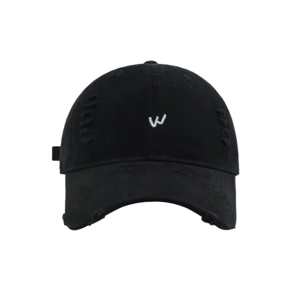 FREE RABBITⅡ Korean Style Washable Distressed Ripped Baseball Caps Unisex-0