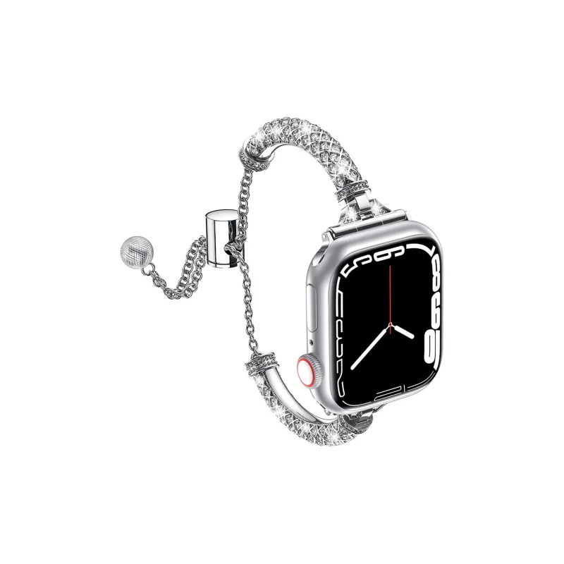 ZHENGGUANG Watch Band Apple Compatibility 38 45mm Rhinestone Embellished Material-5