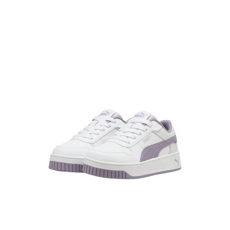 PUMA Carina Street Anti Slip Wear Resistant Low Top Kids' Skateboarding Shoes White Purple Children Aged 3 7 Years Old-1
