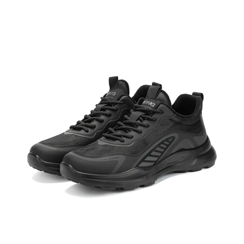 RED DRAGONFLY Platform Shoes Lightweight And Breathable Mid Top Casual Shoes Men's Black-2