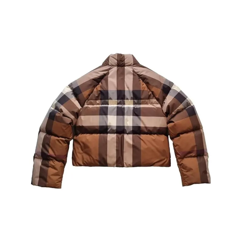 Burberry Check Cropped Puffer Jacket 'Dark Birch Brown'-1