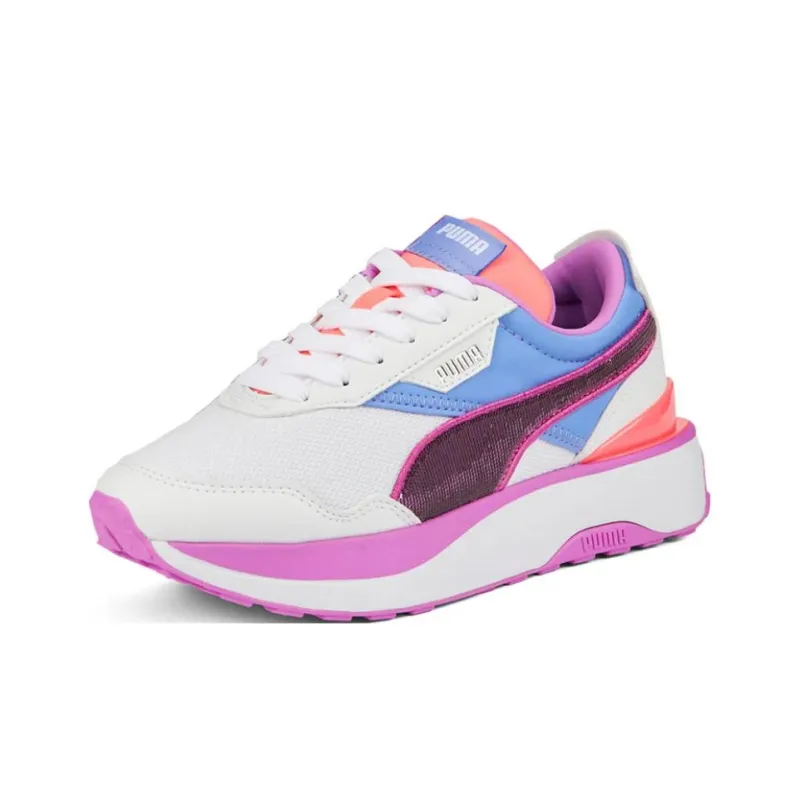 PUMA Cruise Rider Anti Slip Wear Resistant Low Top Kids Lifestyle Shoes White Pink Teenagers-1