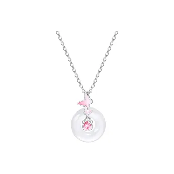 PEACE & CAT Chalcedony Silver Necklace For Girlfriend's Birthday Commemoration Gift Good Luck Women's