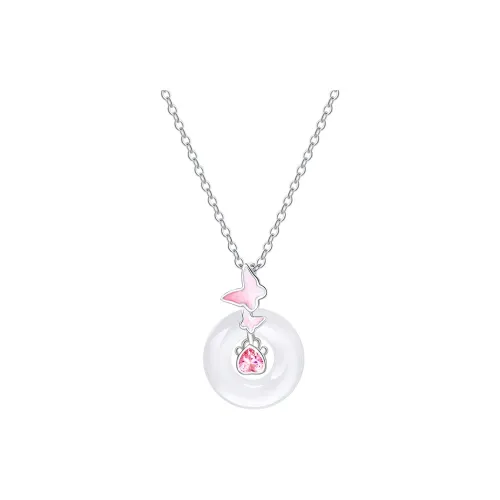 PEACE & CAT Chalcedony Silver Necklace For Girlfriend's Birthday Commemoration Gift Good Luck Women's