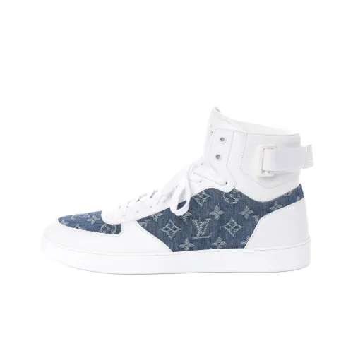 LOUIS VUITTON Rivoli High Top Skateboard Shoes Men's White Blue