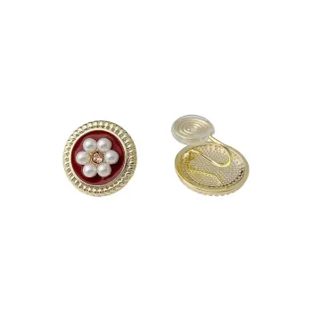 NATURALLYJOJO Faux Pearl Clip On Earrings Women's Red