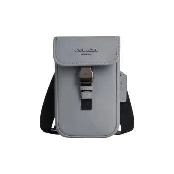 COACH Smooth Calf Leather Shoulder Bag Crossbody Bag Mini Men's Gray Blue