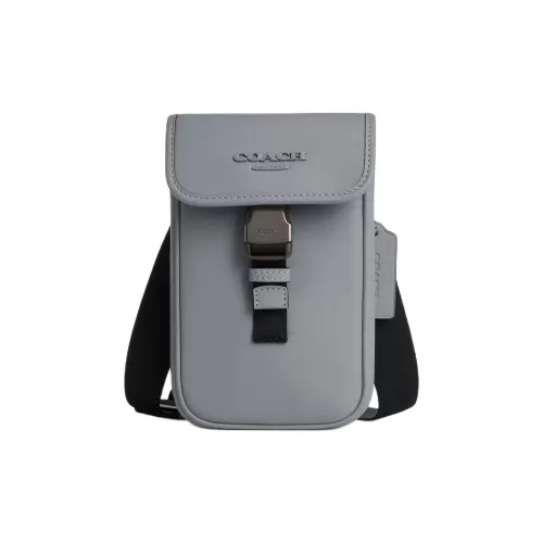 COACH Smooth Calf Leather Shoulder Bag Crossbody Bag Mini Men's Gray Blue