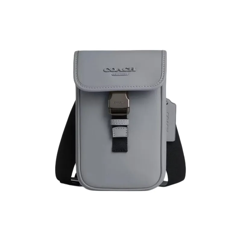 COACH Smooth Calf Leather Shoulder Bag Crossbody Bag Mini Men's Gray Blue-0