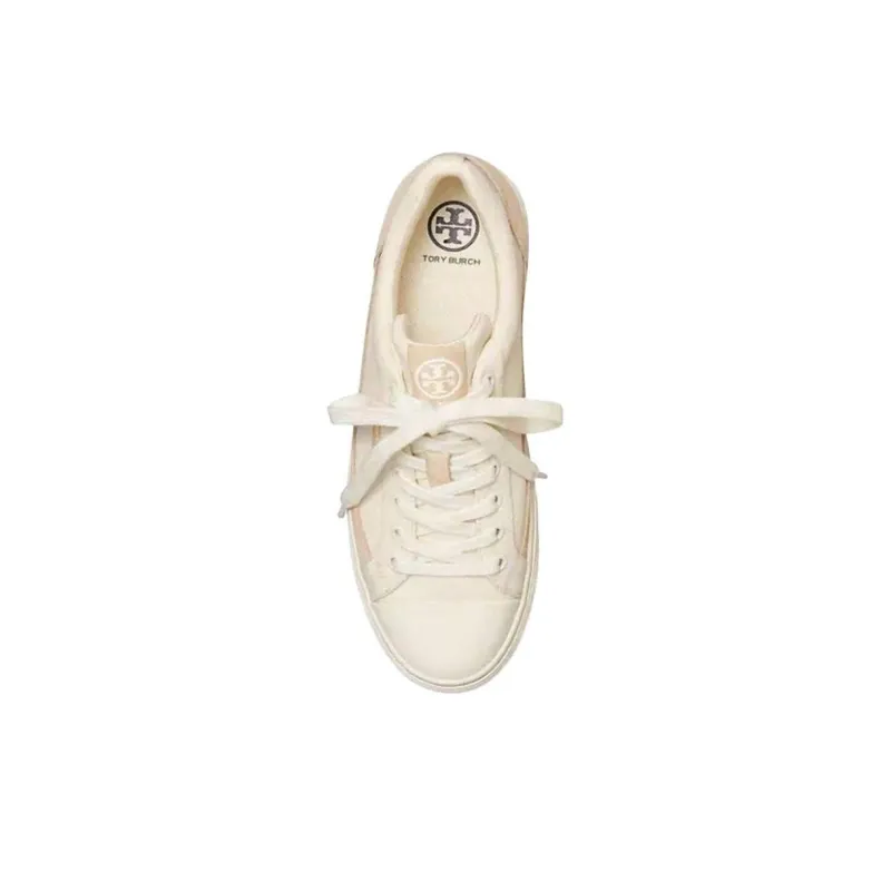 TORY BURCH Classic Court Low Top Stylish Skateboarding Shoes Women's Cream White-3