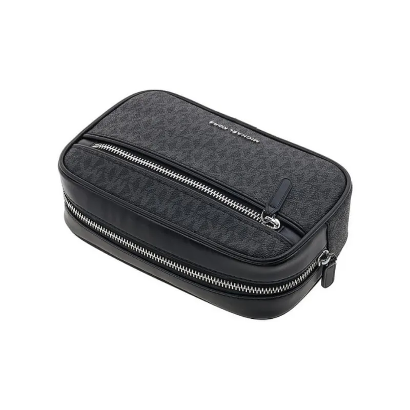 MICHAEL KORS Calfskin Toiletry Bag Men's Black-4