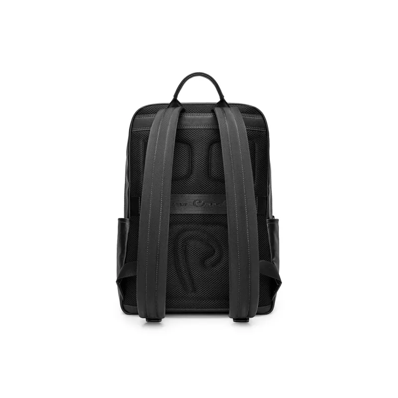 PIERRE CARDIN Top Grain Cow Leather Backpack Men's Black-1