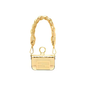 FENDI Baguette Sheepskin Handbag Women's Gold