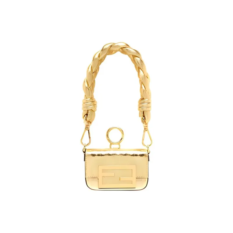 FENDI Baguette Sheepskin Handbag Women's Gold-0