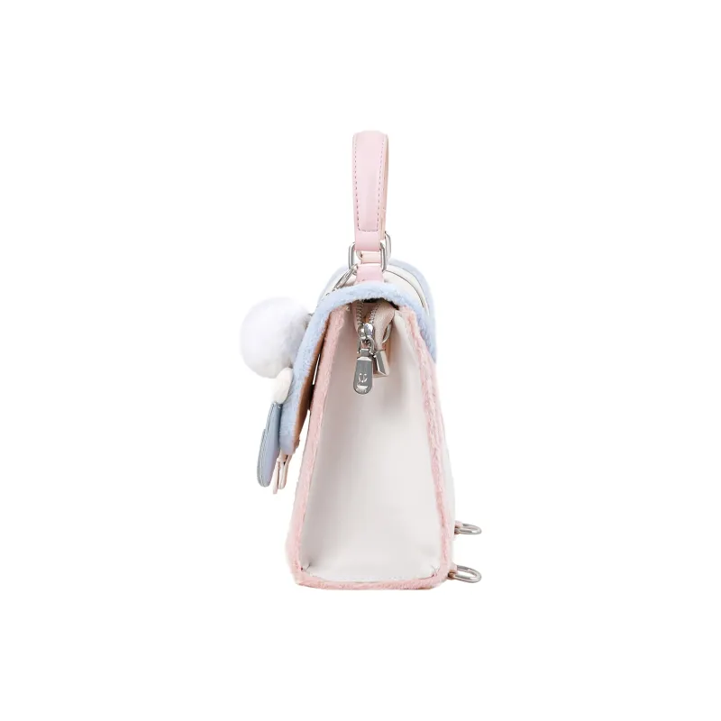Miffy Synthetic Leather Patchwork Fabric Backpack Regular Women's Pink-2