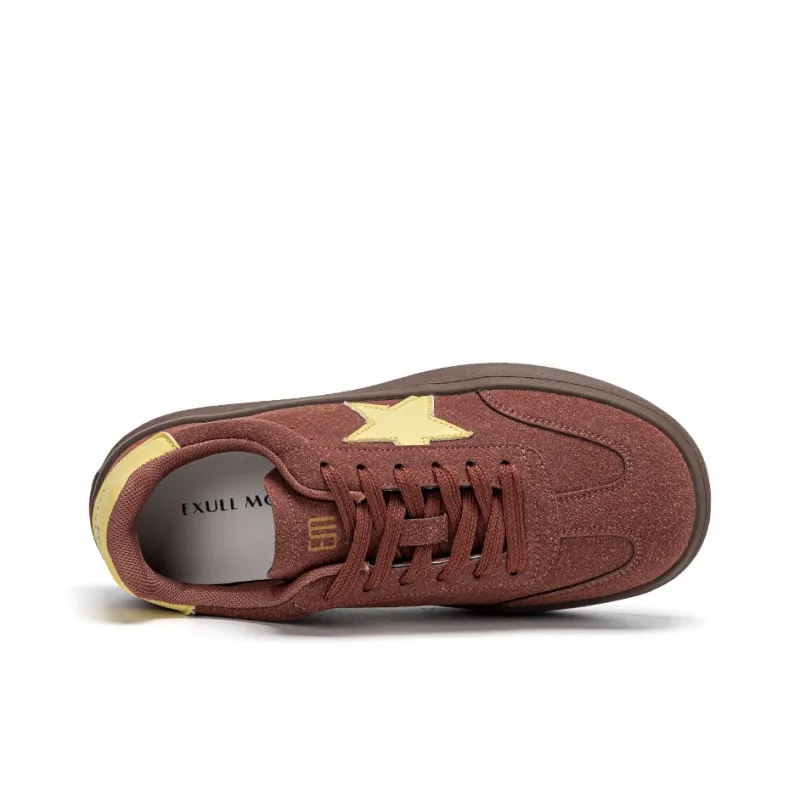 EXULL Q Anti Slip And Wear Resistant Height Increasing Low Top Skateboard Shoes Women's Burgundy-2