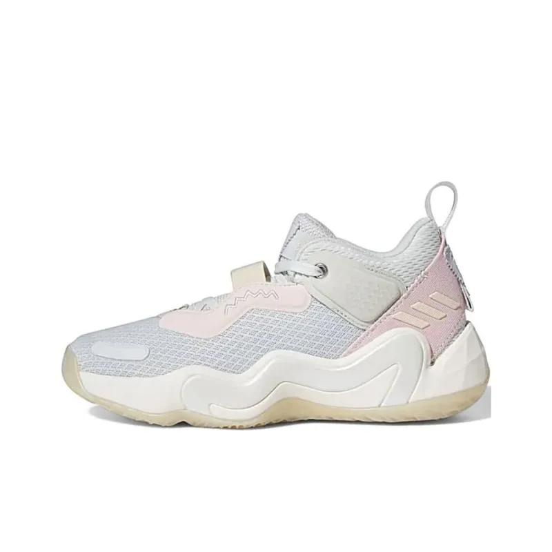 Adidas D.O.N. Issue #3 Anti Slip Wear Resistant Mid Top Children's Basketball Shoes Gray Pink Teenagers-0