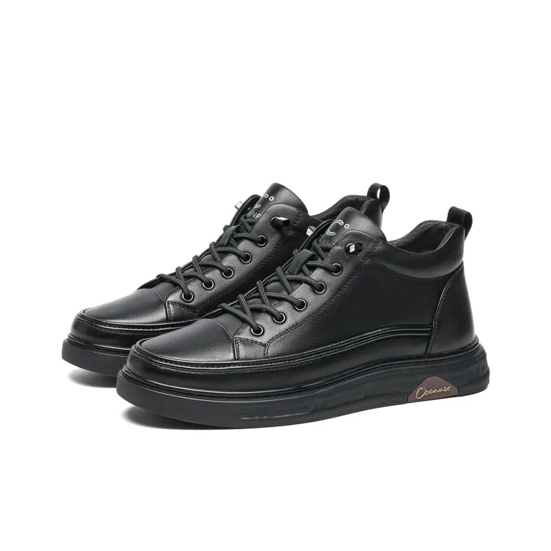 C°BANNER Mid Top Skateboard Shoes Men's Black Plus Size-1