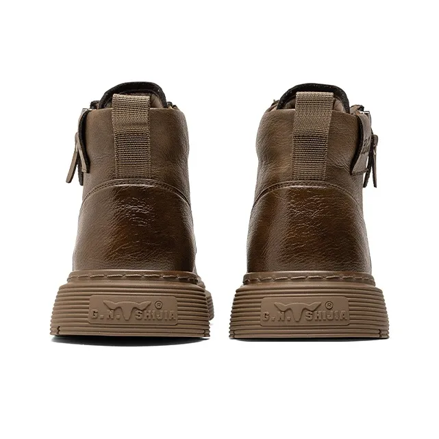 G.N.SHIJIA Casual Shoes Men Mid Top Black/Brown-8