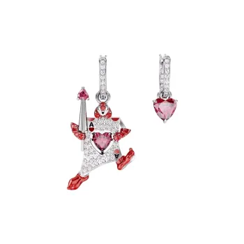 Swarovski Rhodium Plated Earrings Women's Red