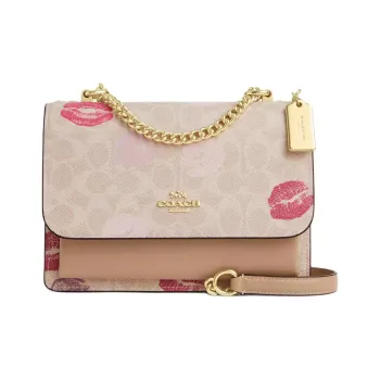 COACH Klare Coated Canvas Messenger Bag Crossbody Bag Shoulder Bag Small Size Women's Sand Multicolor