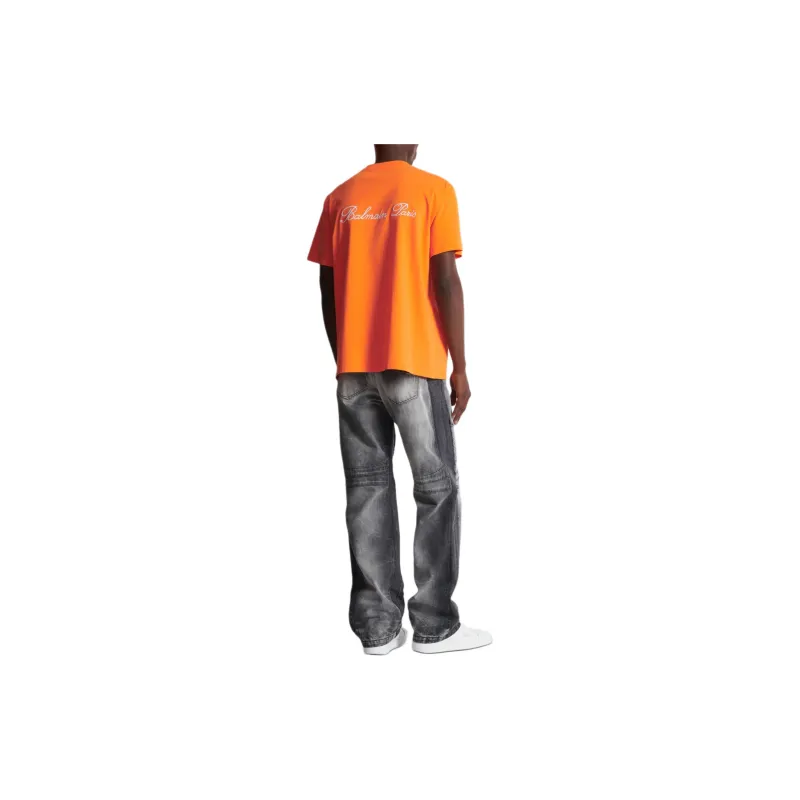 BALMAIN Embroidered Signature Logo T shirt-4