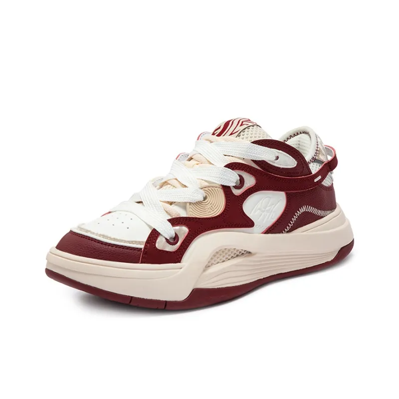 361° AG Chogo 2 Red Wine Anti Slip Wear Resistant Low Top Casual Shoes Unisex Beige Red-1