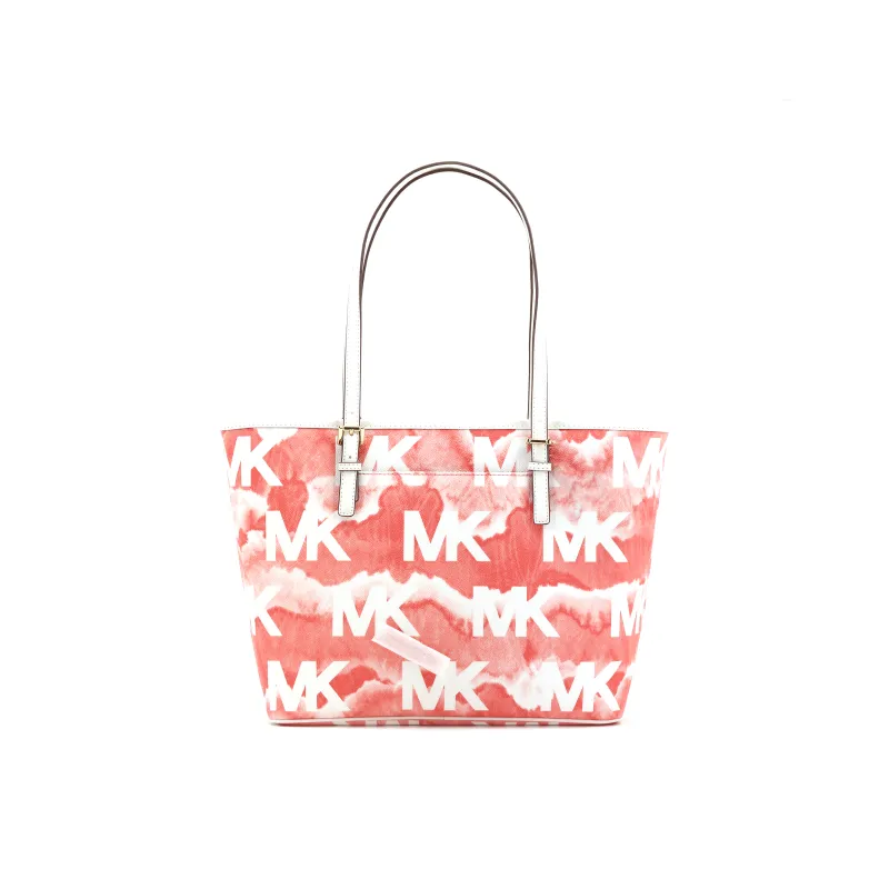 MICHAEL KORS Jet Set Artificial Leather Shoulder Bag, Crossbody Bag, Handbag Women's Coral Red-4