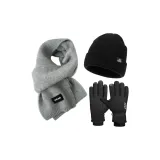 Gray Scarves+Black Warm Gloves+Thermal Hats