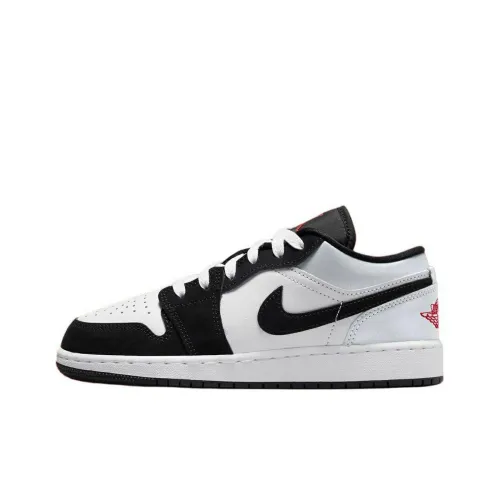 Jordan Air Jordan 1 Anti Slip Wear Resistant Low Top Children's Basketball Shoes Black White Teenagers