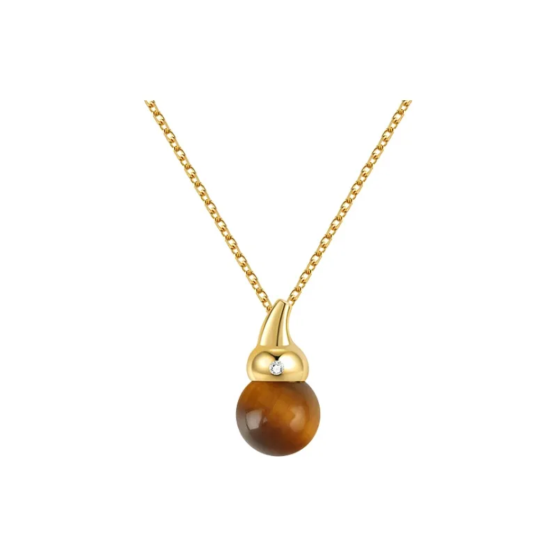 Bezzo Tiger's Eye Stone Necklaces Unisex-0