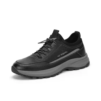 RED DRAGONFLY Flat Shoes Lightweight And Breathable Low Top Casual Shoes Men's Black Gray Color