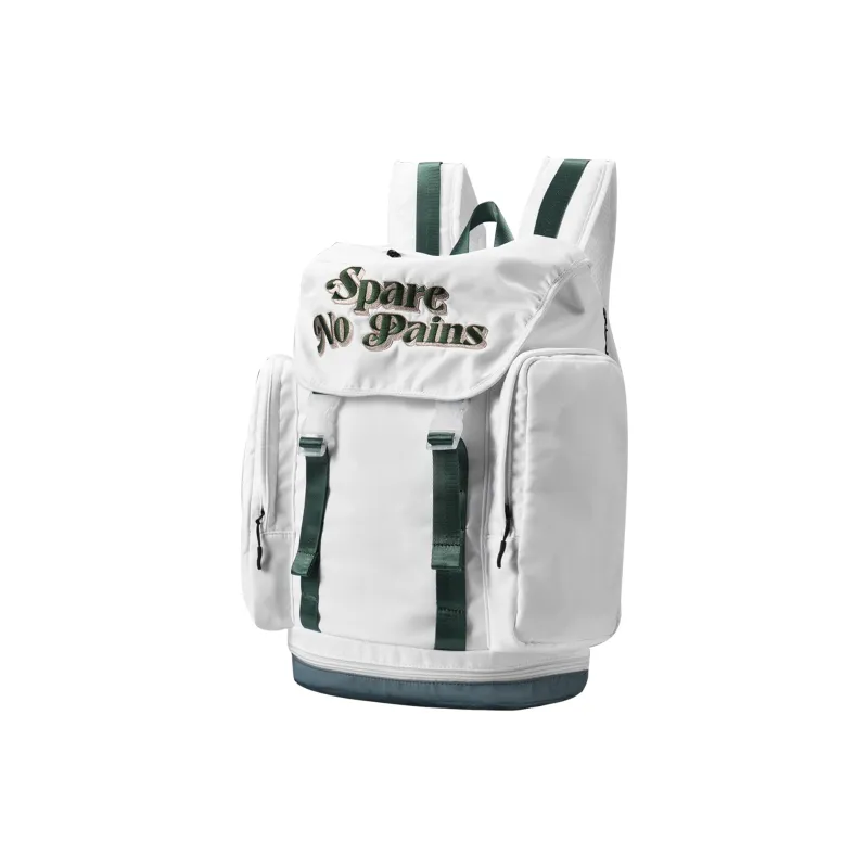 Spare No Pains. Polyester Students Backpack White Gold Backpack Unisex White-13