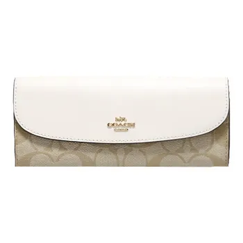 COACH Soft Wallet PVC With Skin Wallet Regular Women's Light Khaki & White