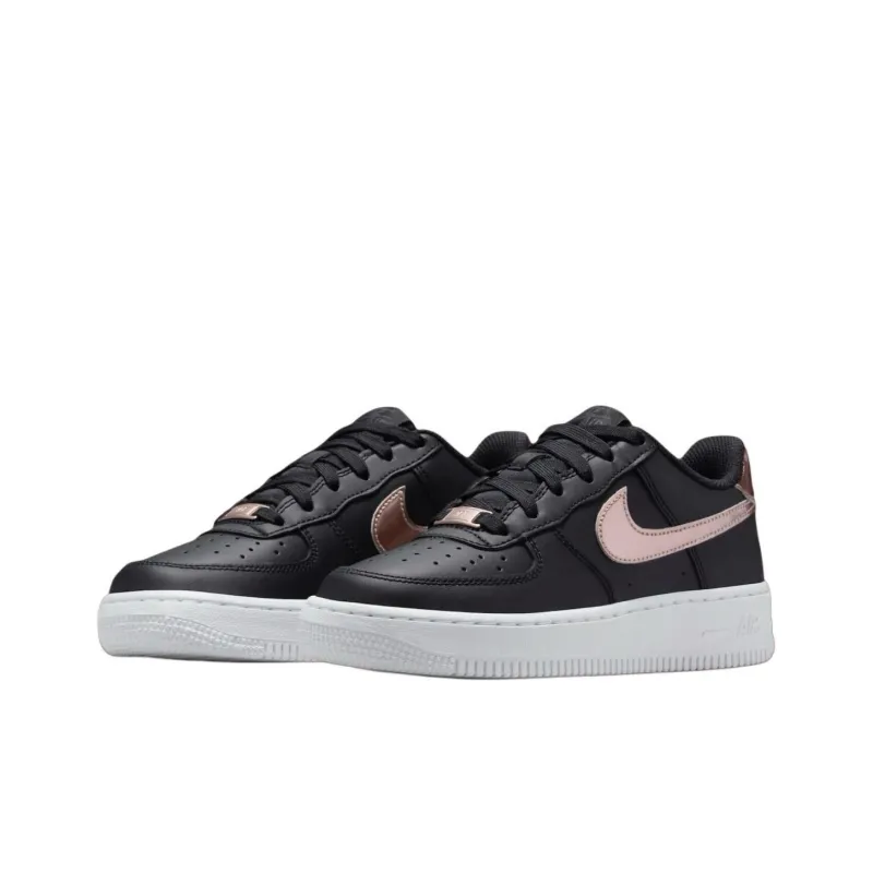 Nike Air Force 1 Anti Slip Wear Resistant Low Top Kids' Skateboarding Shoes Black Teenagers-2