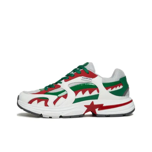 A BATHING APE Cushioned Slip-Resistant Low-Top Casual Shoes Women's White Green Red