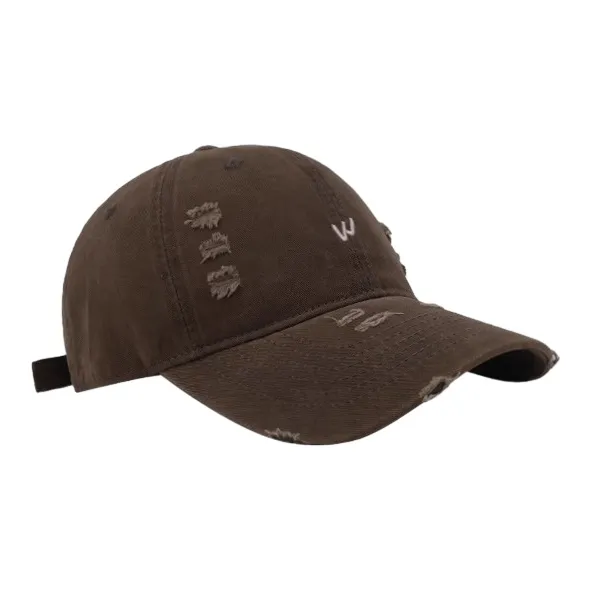 FREE RABBITⅡ Korean Style Washable Distressed Ripped Baseball Caps Unisex-11