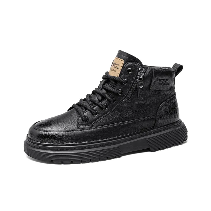 G.N.SHIJIA Casual Shoes Men Mid Top Black/Brown-1