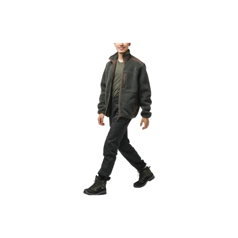 DECATHLON SOLOGNAC Velvet feel Coat Men's Dark Green/Coffee-6