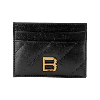 Balenciaga Logo Plaque Quilted Cardholder