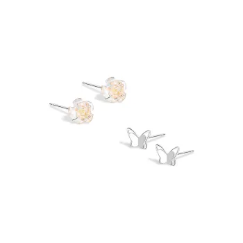 BLANK IN BLANK Sterling Silver Stud Earrings Women's Official Couple Love Confession Gift Box