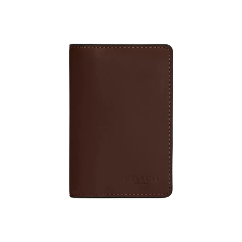 COACH Calfskin Coin Purses Wallets Mini Women's Maple Brown-0