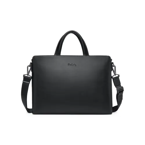 PIERRE CARDIN Cow Leather Genuine Leather Large Capacity Computer Handbag Briefcase Regular Men
s Black