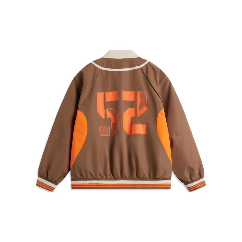 LiNing BadFive Collection Basketball Collection Jackets Coats Men's Brown/Oat Gray/Vibrant Orange-1