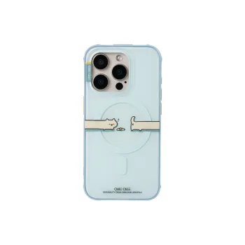 CARECASE TPU Material Blue Frame Curious Kitten Magnetic Phone Case Compatibility With Apple IPhone 16 15 14 Pro Max