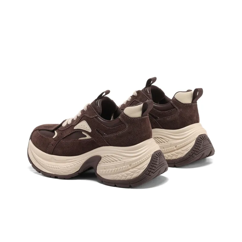 C°BANNER Cushioned Wear Resistant Height Increasing Slip Resistant Low Top Chunky Sneakers Women's Coffee-3